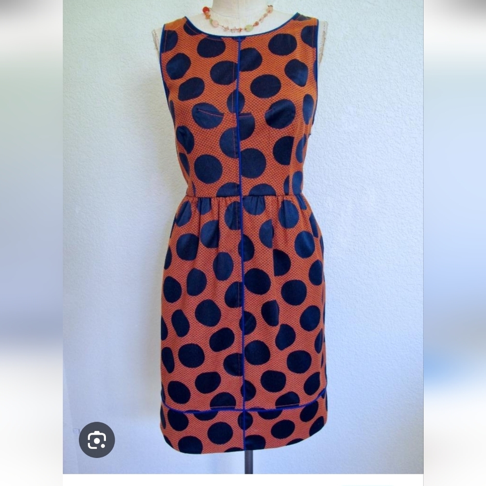 Maeve Polka Dot Sleeveless Dress - Orange and Black. Size 6